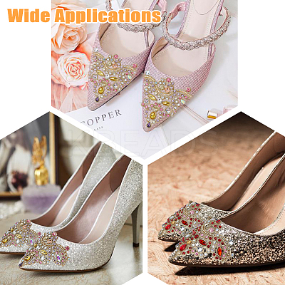 4Pcs 2 Colors Flower Alloy Rhinestones Appliques DIY-FH0006-98-1