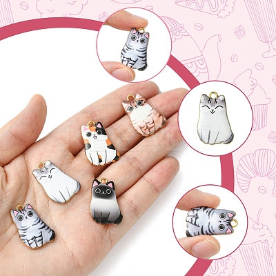 14Pcs 5 Styles Alloy Enamel Pendants ENAM-FS0001-95-1