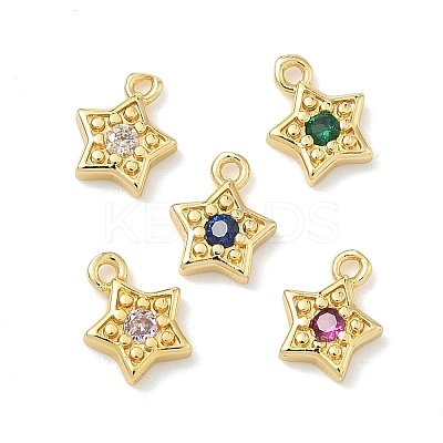 Brass Micro Pave Cubic Zirconia Charms KK-G548-19G-1