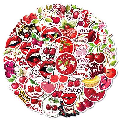 50Pcs Cartoon Cherry Paper Stickers STIC-C012-15-1
