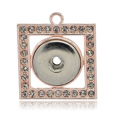 Champagne Gold Tone Alloy Rhinestone Brass Snap Pendant Making MAK-J007-68CG-1