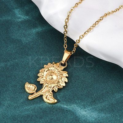 304 Stainless Steel Flower Pendant Necklaces NJEW-H059-30C-G-1