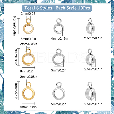 60Pcs 6 Style 304 & 201 Stainless Steel Tube Bails STAS-SC0004-10-1