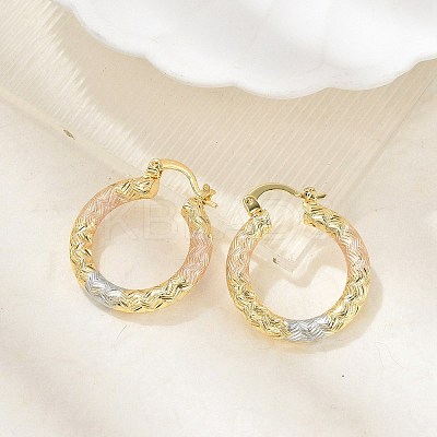 Brass Two Tone Hoop Earrings EJEW-B117-06C-M-1