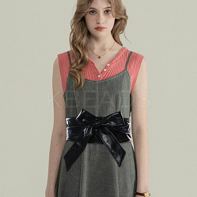 Bowknot PU Leather Wrap Around Waist Bands AJEW-WH20033-042A-1