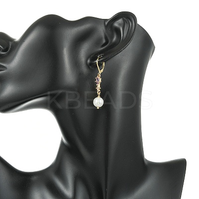 Brass Micro Pave Cubic Zirconia Leverback Earrings EJEW-JE07278-1