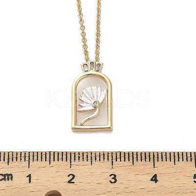 Arch with Flower Brass Enamel Pendant Necklaces NJEW-H051-06G-1