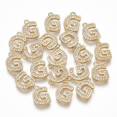 Brass Cubic Zirconia Charms KK-S348-330G-1
