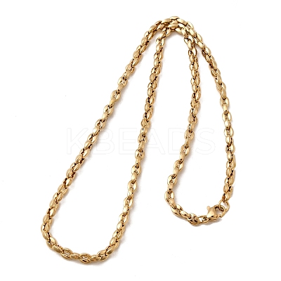 4MM 304 Stainless Steel Coffee Bean Link Chain Necklaces for Women NJEW-B134-06A-G-1