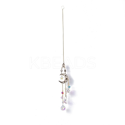 Glass Teardrop Moon Window Hanging Suncatchers HJEW-B006-02B-1
