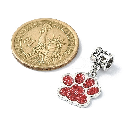 Dog Paw Print Alloy Enamel European Dangle Charms PALLOY-JF02524-1
