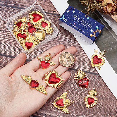 18Pcs 9 Styles Alloy Enamel Pendants ENAM-SC0005-06-1