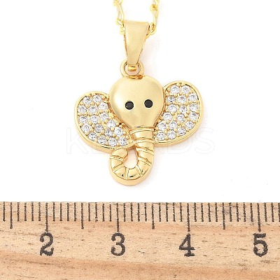 Brass Micro Pave Clear Cubic Zirconia Pendant Necklaces for Women NJEW-M084-02G-02-1