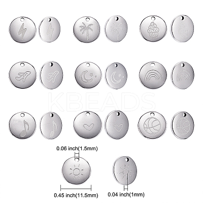 10Pcs 10 Style 304 Stainless Steel Charms STAS-CJ0001-231-1