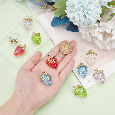 10PCS 5Colors Transparent Acrylic with Alloy Pendants TACR-AR0001-20-1