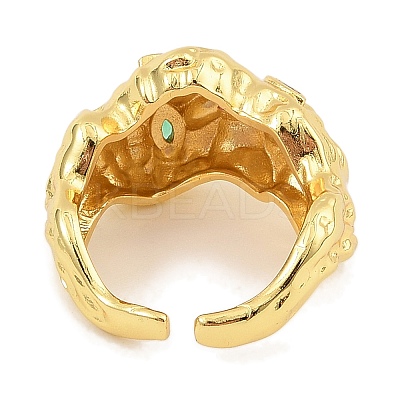 Brass Micro Pave Cubic Zirconia Cuff Rings for Women RJEW-S392-10G-1