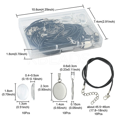 DIY Blank Dome Pendant Necklace Making Kit DIY-YW0006-50-1