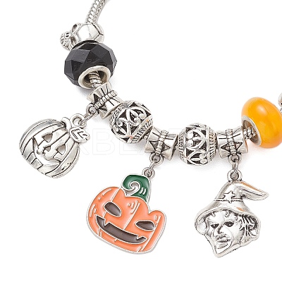Halloween Alloy Enamel Charm Bracelets BJEW-JB12008-1