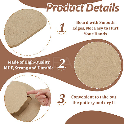 Medium Density Fiberboard (MDF) Portable Clay Wedging Board with Built AJEW-WH0270-255-1
