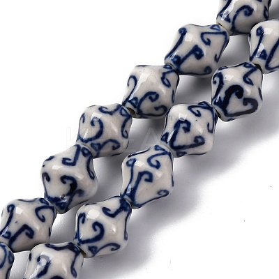 Handmade Blue and White Porcelain Beads Strands PORC-I027-06-1
