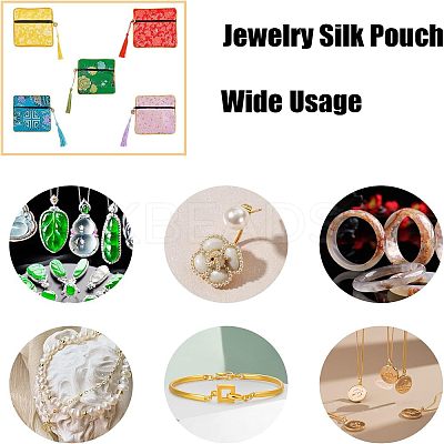 14Pcs 14 Colors Chinese Brocade Tassel Zipper Jewelry Bag Gift Pouch ABAG-NB0001-21-1