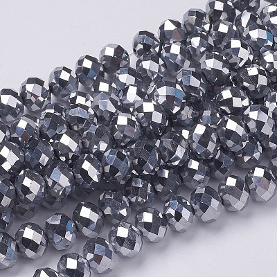 Electroplate Glass Beads Strands X-GR7X10MMY-S-1