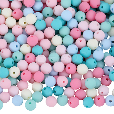 500Pcs Rubberized Style Imitated Silicone Acrylic Beads MACR-SP0001-07A-1