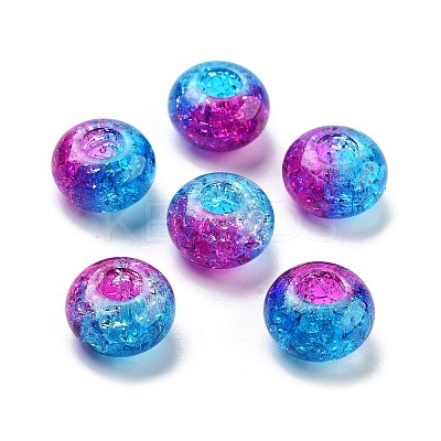 Two Tone Transparent Crackle Acrylic European Beads TACR-P009-B01-07-1