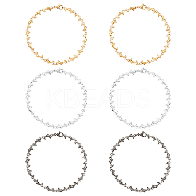 6Pcs 3 Color 304 Stainless Steel Dolphin Link Bracelets Set for Women BJEW-UN0001-23-1