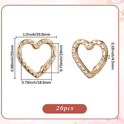 20Pcs Zinc Alloy Rhinestone Spring Gate Rings FIND-SP0004-36LG-1