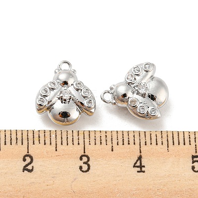 Brass Micro Pave Cubic Zirconia Charms KK-E090-02P-1