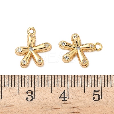 Brass Micro Pave Clear Cubic Zirconia Charms KK-B160-15G-1