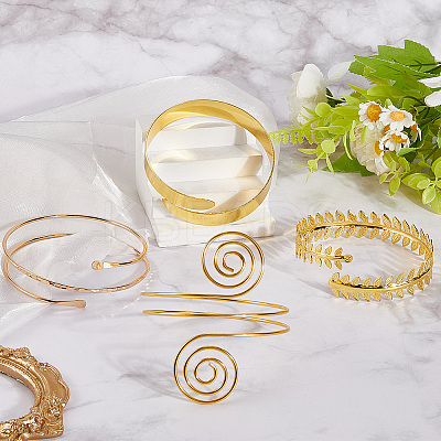 4Pcs 4 Styles Upper Arm Cuff Band AJEW-GF0010-91-1