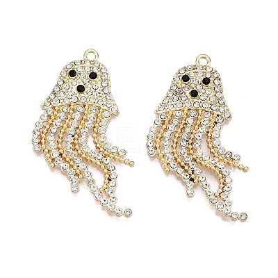 Rack Plating Alloy Rhinestone Pendants PALLOY-T091-02KCG-RS-1