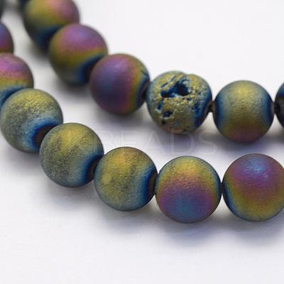Electroplate Natural Druzy Agate Beads Strands G-G708-10mm-07-1