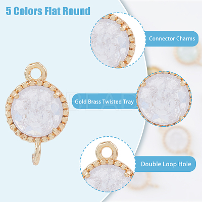 10Pcs 5 Colors Brass Pave Cubic Zirconia Connector Charms KK-DC0002-65-1