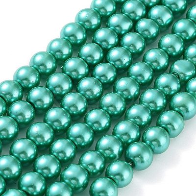 Baking Paint Pearlized Glass Pearl Round Bead Strands HY-Q330-8mm-29-1