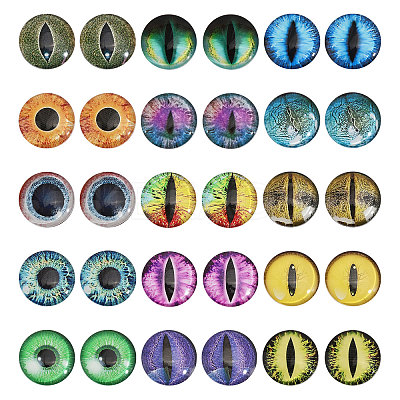 30Pcs 15 Colors Luminous Self Adhesive Glass Eyes Cabochons DIY-CA0006-27B-1