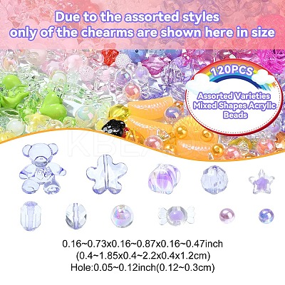 120Pcs 12 Styles Mixed Styles Acrylic Beads MACR-YW0003-05A-1