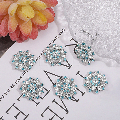 6Pcs 1-Hole Alloy Rhinestone Shank Buttons BUTT-CA0001-16B-1