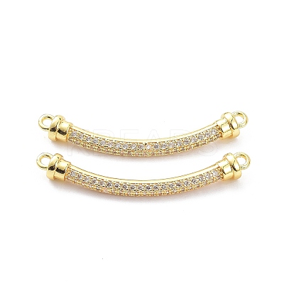Brass Micro Pave Clear Cubic Zirconia Normal Link Connectors X-ZIRC-K086-31G-1