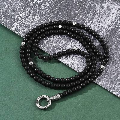 Frosted Glass Round Beaded Y Necklaces NJEW-F331-02P-03-1