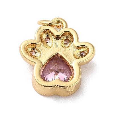 Rack Plating Brass Pave Cubic Zirconia Charms KK-O142-58G-1