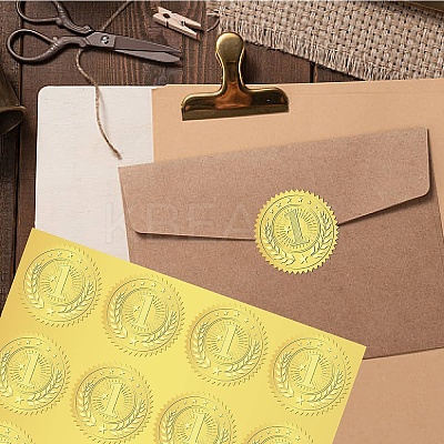 34 Sheets Self Adhesive Gold Foil Embossed Stickers DIY-WH0509-011-1