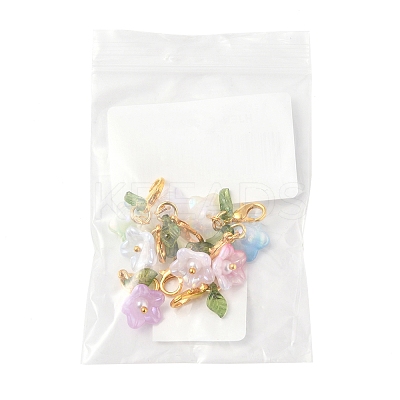 8Pcs 8 Colors Flower Acrylic Pendant Decorations HJEW-FS00034-04-1