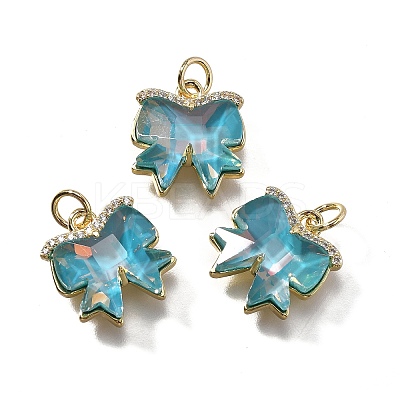 Brass Micro Pave Cubic Zirconia Charms KK-Q043-02G-01-1