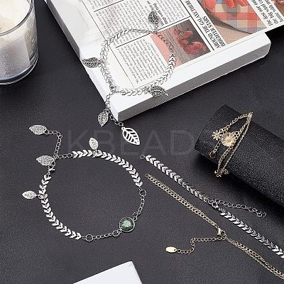 12Pcs 2 Style 304 Stainless Steel Chain & Brass Cable Chain Bracelet Making AJEW-NB0003-26-1