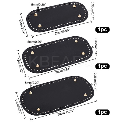 3Pcs 3 Style Oval PU Leather Knitting Crochet Bags Nail Bottom Shaper Pad DIY-PH0009-84-1