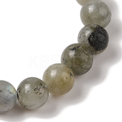8mm Round Natural Labradorite Braided Bead Bracelets BJEW-C067-01B-14-1