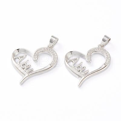 Brass Micro Pave Clear Cubic Zirconia Pendants ZIRC-Z007-10P-1